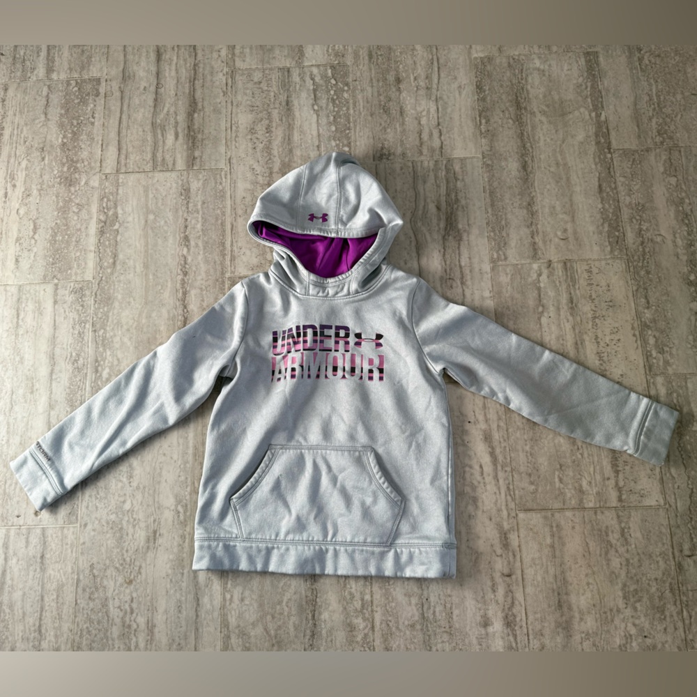 Under Armour Light Gray Hoodie with Purple Interior